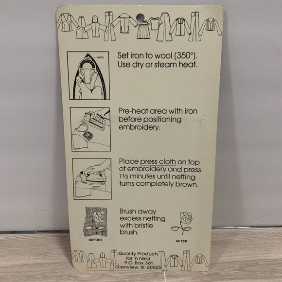 Vintage Iron On Net Vanishes Permanent Embroidery Bird Applique Patch NOS - Picture 5 of 7